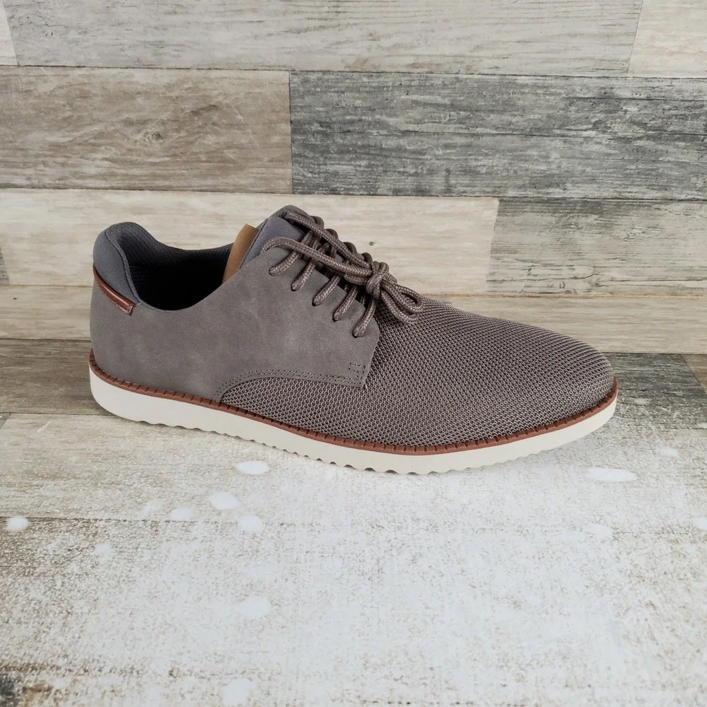 Dr Scholl Sync Knit Mens Oxford Shoes 11 M Gray White Faux Leather‎ Mesh Lace-Up